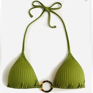 JCrew Green Bikini Top with Ring Detail